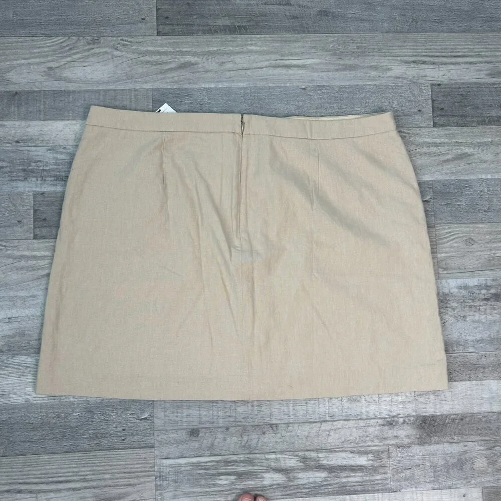 J. Crew NWT Beige Button Front Skirt Linen Blend F6